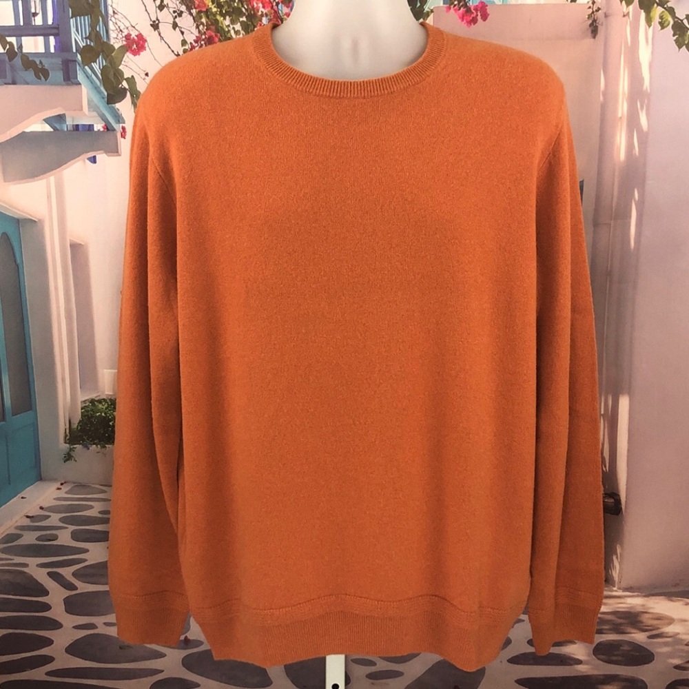 NWT J. Crew 100% Cashmere Orange Crewneck Sweater